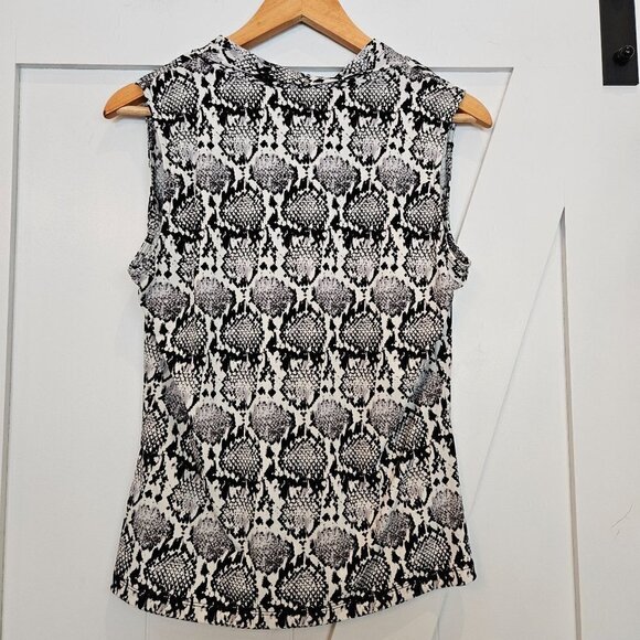 CALVIN Klein V Neck Black White Snake Print Sleeveless Shell Top Size PL - Picture 2 of 6